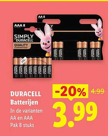 DURACELL Batterijen In de varianten AA en AAA Pak 8 stuks