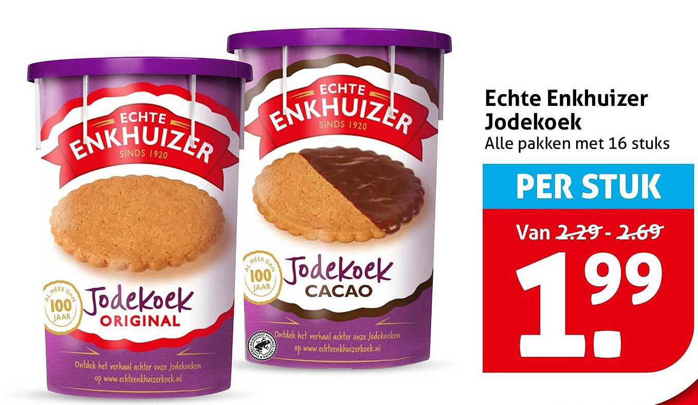 Echte Enkhuizer Jodekoek Alle pakken met 16 stuks PER STUK