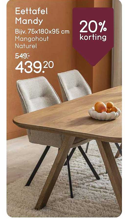 Eettafel Mandy 20% korting