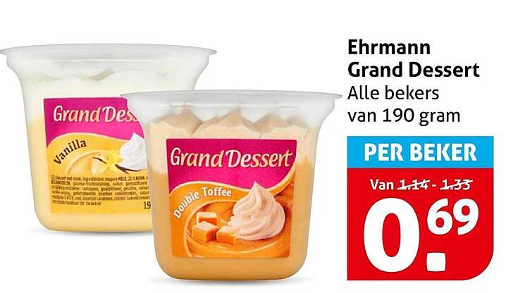 Ehrmann Grand Dessert Alle bekers van 190 gram PER BEKER
