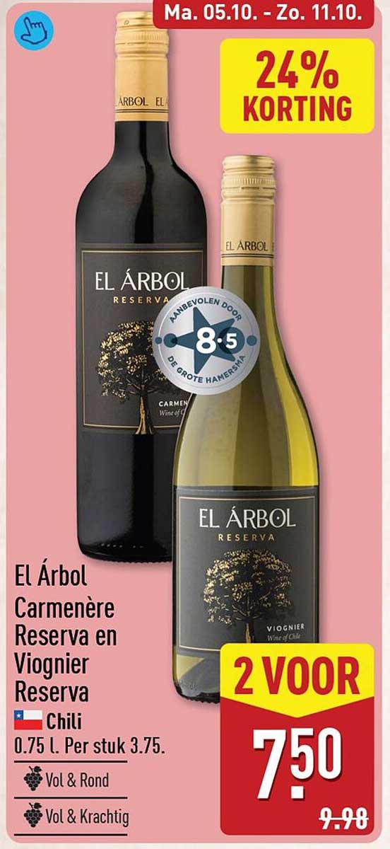 El Árbol Carmenère Reserva en Viognier Reserva