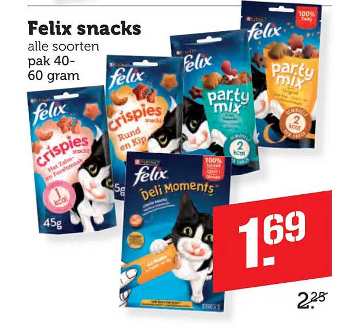 Felix snacks alle soorten pak 40-60 gram