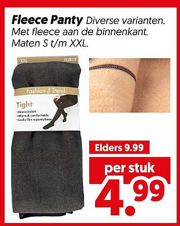 Fleece Panty Diverse varianten. Met fleece aan de binnenkant. Maten S t/m XXL.