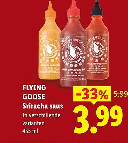 FLYING GOOSE Sriracha saus In verschillende varianten 455 ml