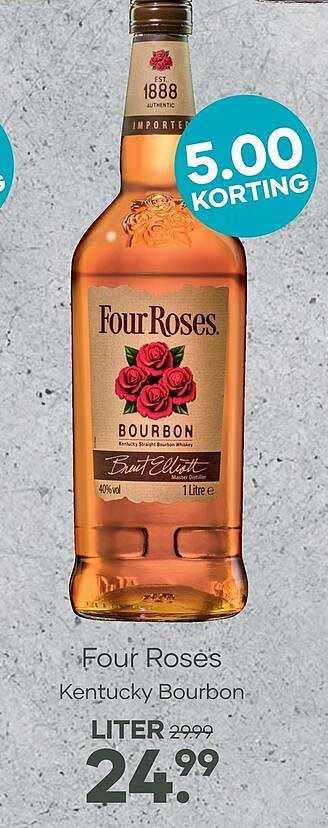 Four Roses Kentucky Bourbon LITER 5.00 KORTING