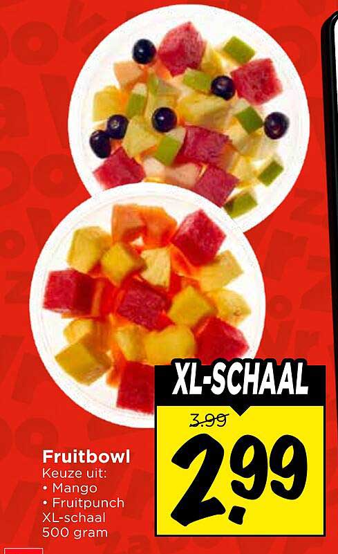 Fruitbowl keuze uit: Mango Fruitpunch XL-schaal 500 gram