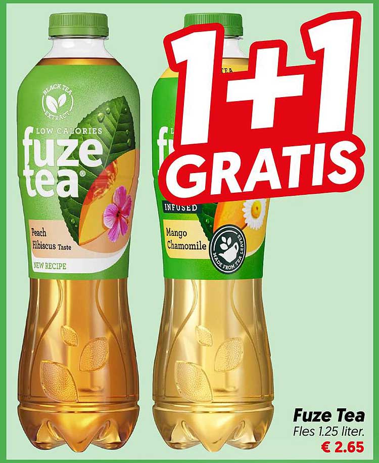 Fuze Tea Fles 1.25 liter 1+1 gratis