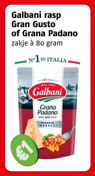 Galbani rasp Gran Gusto of Grana Padano zakje à 80 gram