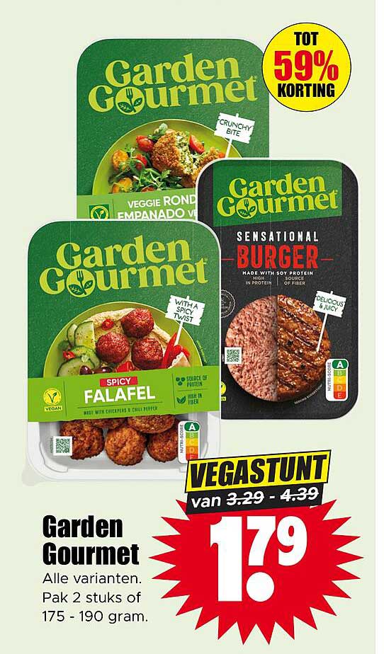 Garden Gourmet Alle varianten. Pak 2 stuks of 175 - 190 gram. VEGASTUNT