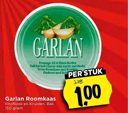 Garlan Roomkaas Knoflook en Kruiden. Bak 150 gram PER STUK