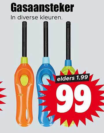 Gasaansteker In diverse kleuren.