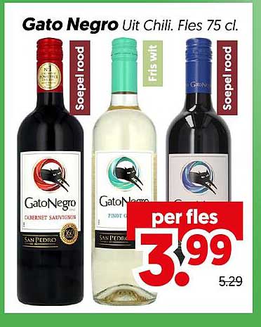 Gato Negro Uit Chili. Fles 75 cl.
