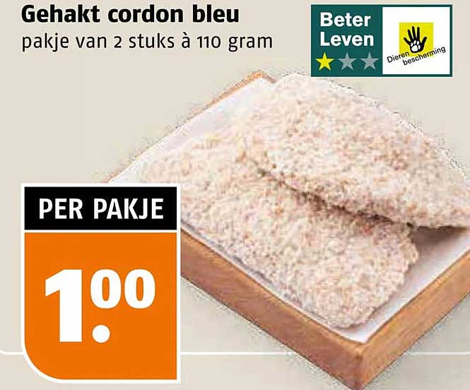 Gehakt cordon bleu pakje van 2 stuks à 110 gram