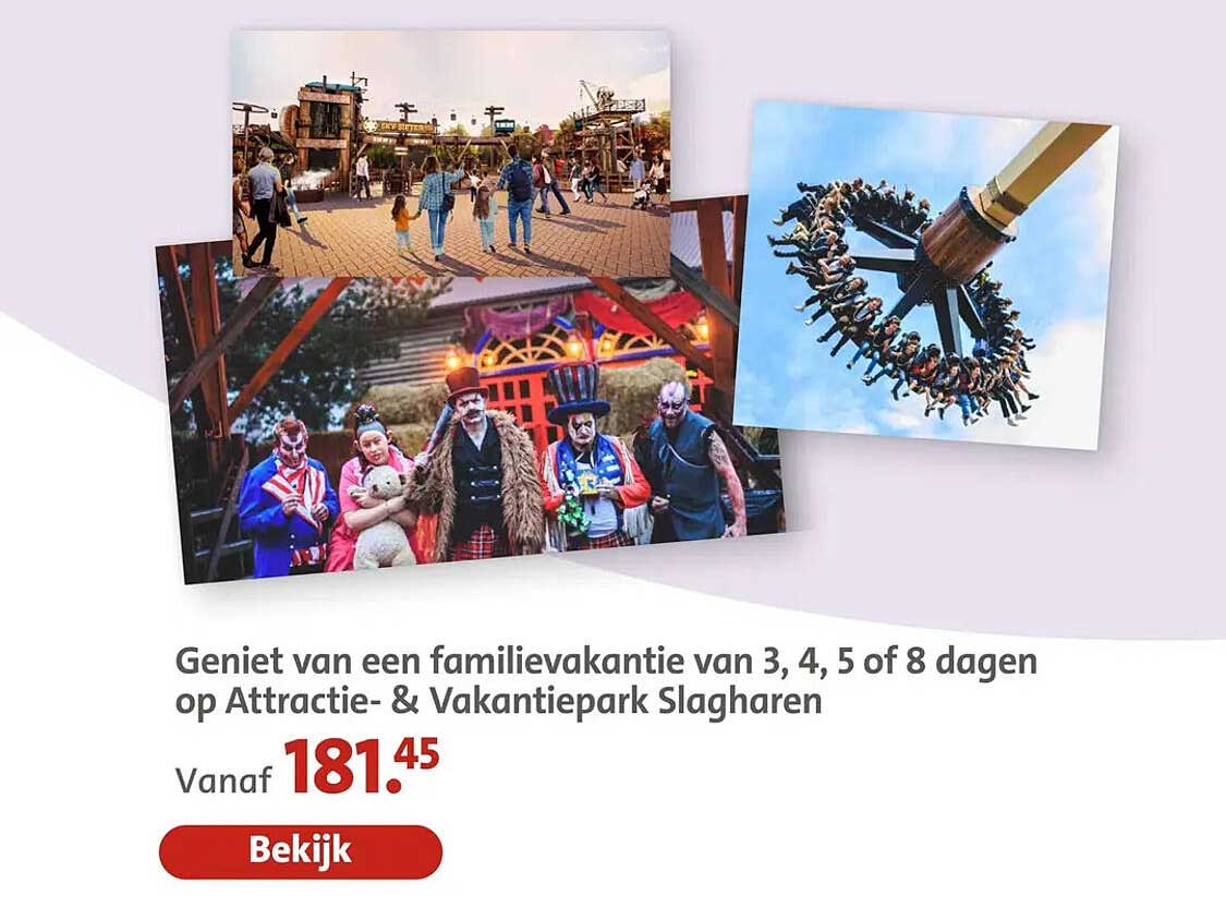 Geniet van een familievakantie van 3, 4, 5 of 8 dagen op Attractie- & Vakantiepark Slagharen