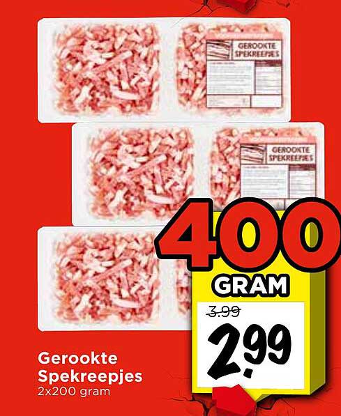 Gerookte Spekreepjes 2x200 gram 400 gram