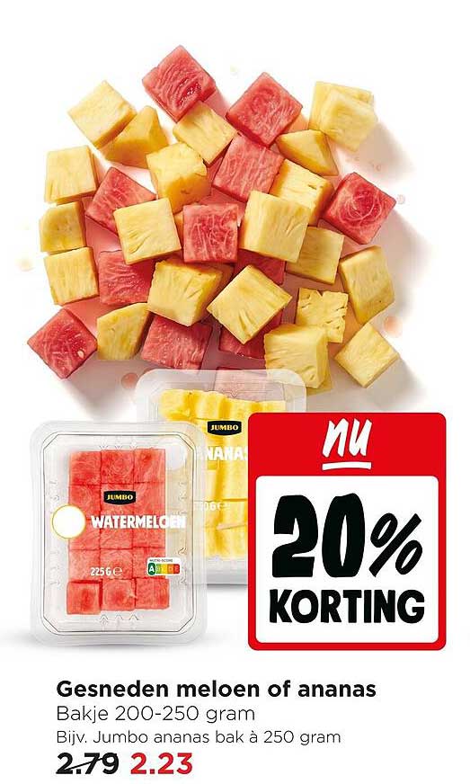 Gesneden meloen of ananas Bakje 200-250 gram NU 20% KORTING