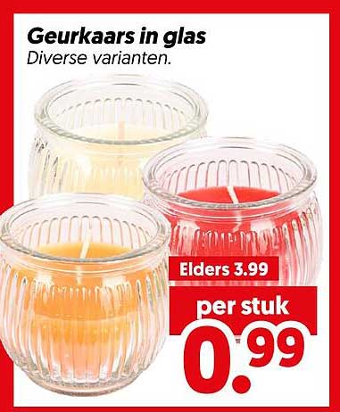 Geurkaars in glas Diverse varianten.