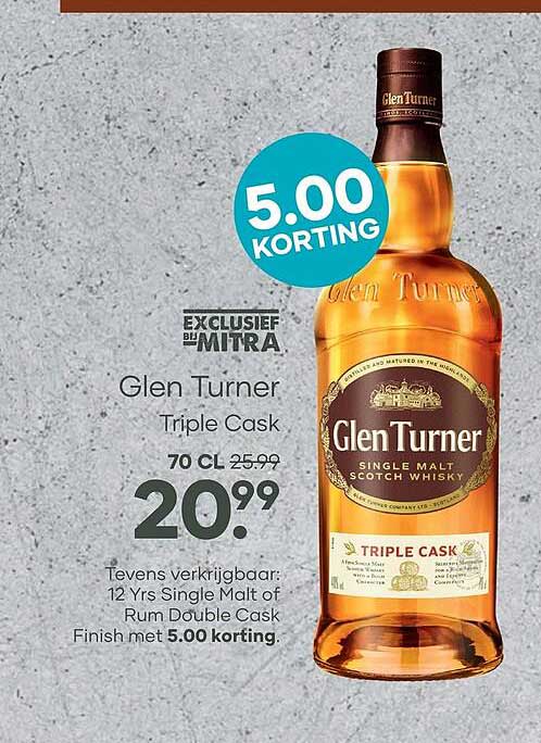 Glen Turner Triple Cask 70 cl 5.00 korting