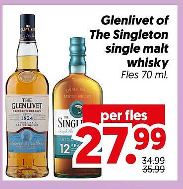 Glenlivet of The Singleton single malt whisky Fles 70 ml. per fles