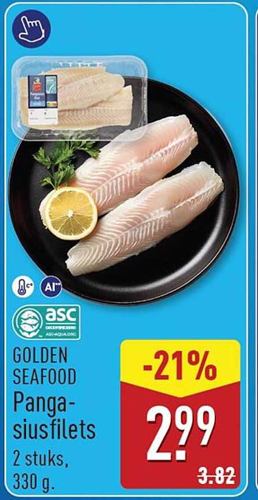 GOLDEN SEAFOOD Panga-siusfilets 2 stuks, 330 g -21%