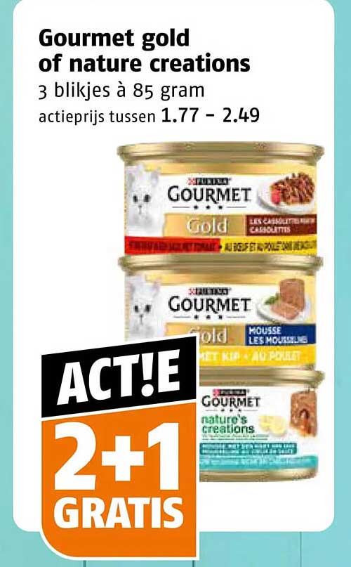 Gourmet gold of nature creations 3 blikjes à 85 gram ACT!E 2+1 GRATIS
