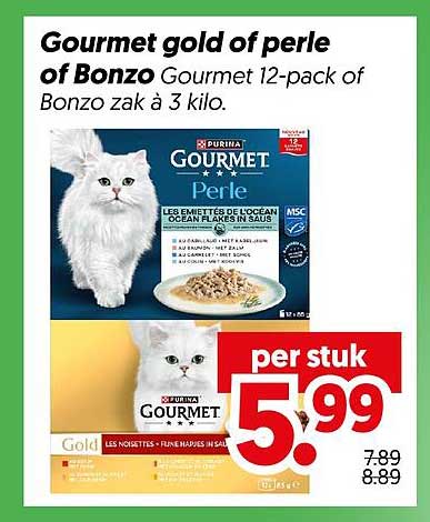 Gourmet gold of perle of Bonzo Gourmet 12-pack of Bonzo zak à 3 kilo.