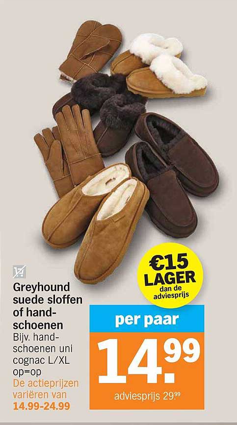 Greyhound suede sloffen of handschoenen