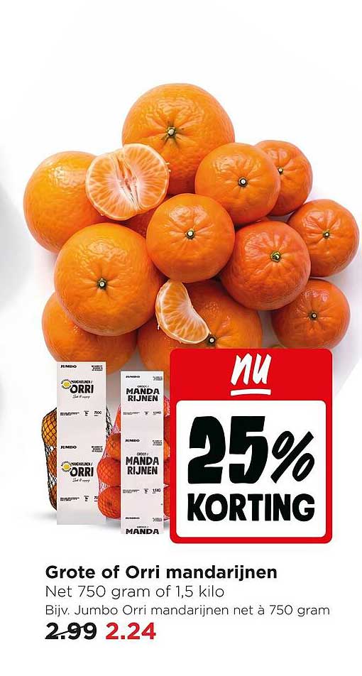 Grote of Orri mandarijnen 25% korting