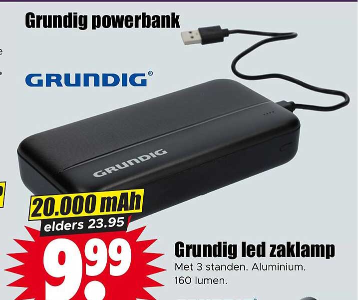 Grundig powerbank 20.000 mAh