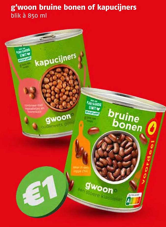 g'woon bruine bonen of kapucijners blik à 850 ml