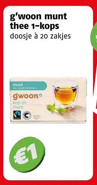 g'woon munt thee 1-kops doosje à 20 zakjes