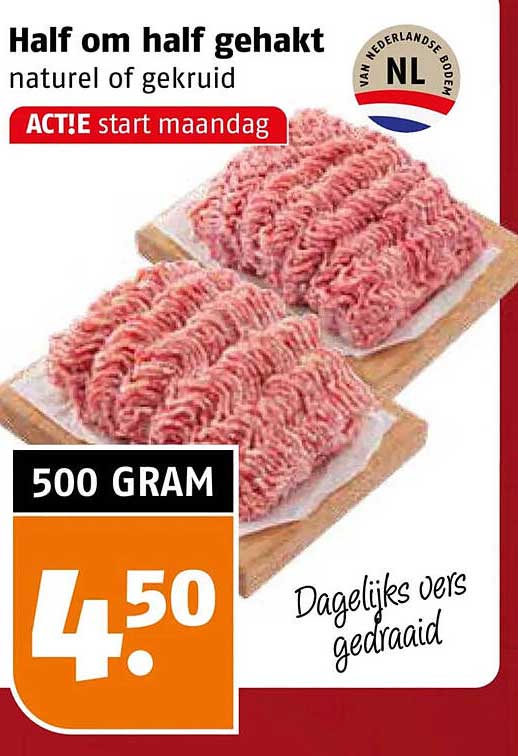 Half om half gehakt naturel of gekruid