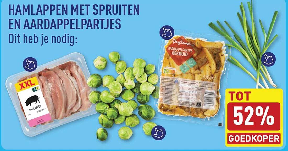 Hamlappen met spruiten en aardappelpartjes Tot 52% goedkoper
