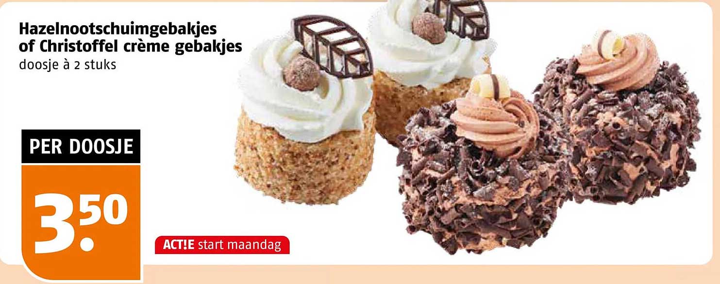 Hazelnootschuimgebakjes of Christoffel crème gebakjes doosje à 2 stuks