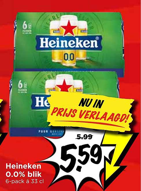 Heineken 0.0% blik 6-pack à 33 cl NU IN PRIJS VERLAAGD!