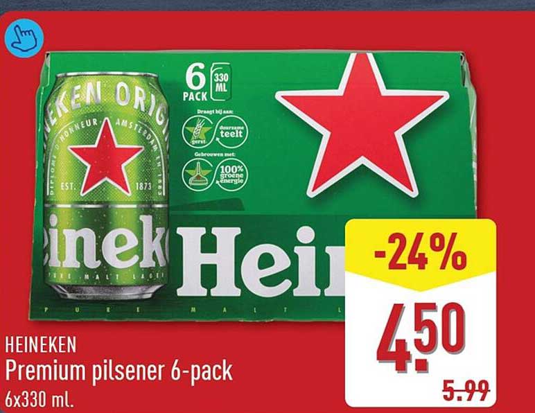 HEINEKEN Premium pilsener 6-pack 6x330 ml -24%