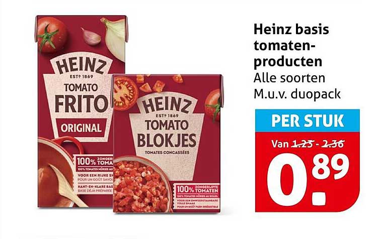 Heinz basis tomaten-producten Alle soorten M.u.v. duopack PER STUK