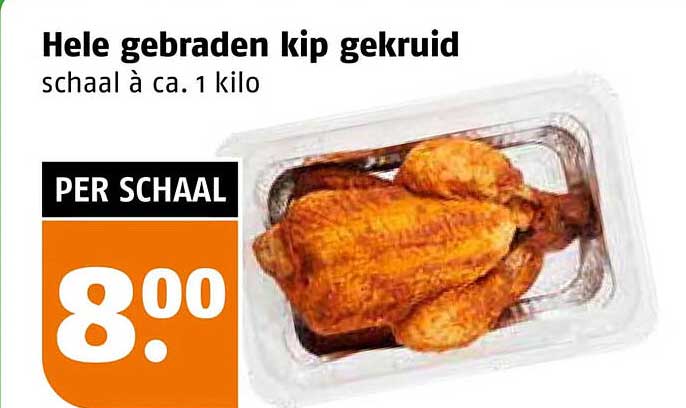 Hele gebraden kip gekruid schaal à ca. 1 kilo