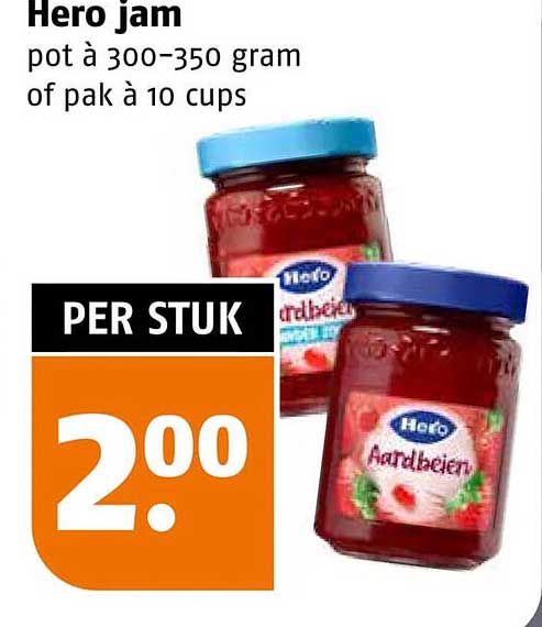 Hero jam pot à 300-350 gram of pak à 10 cups