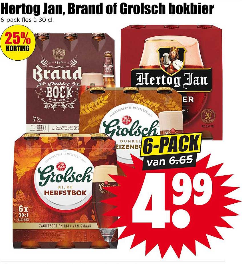 Hertog Jan, Brand of Grolsch bokbier 6-pack fles a 30 cl.