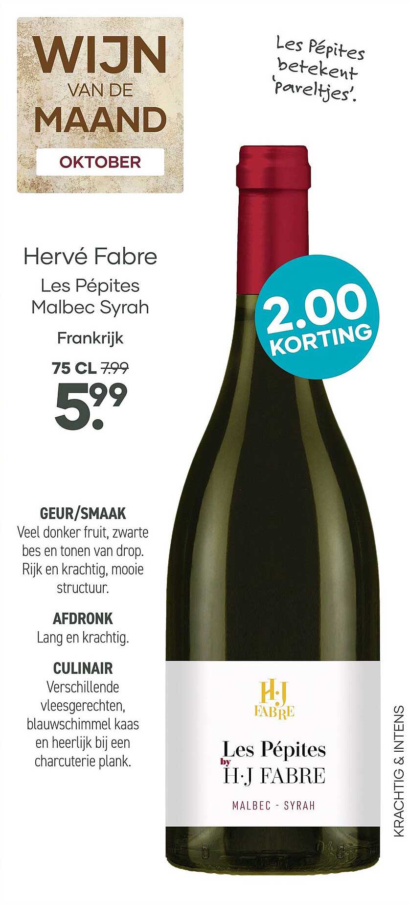 Hervé Fabre Les Pépites Malbec Syrah Frankrijk 75 CL 2.00 korting