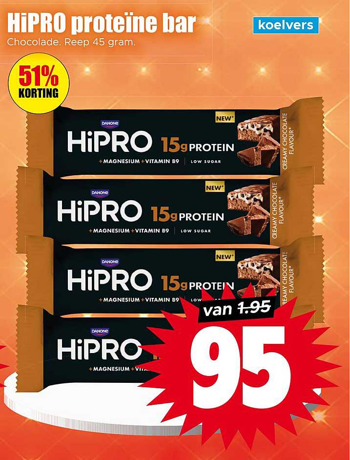 HiPRO proteine bar Chocolade. Reep 45 gram.