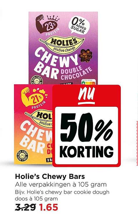 Holie’s Chewy Bars 50% Korting