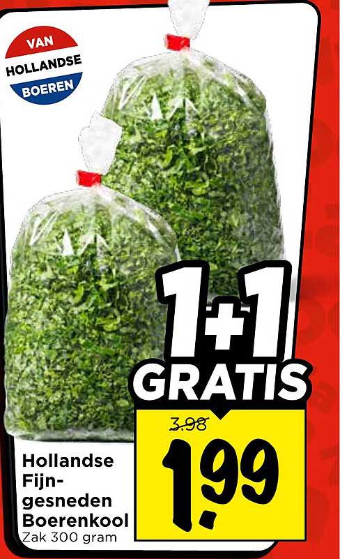 Hollandse Fijn-gesneden Boerenkool Zak 300 gram 1+1 GRATIS