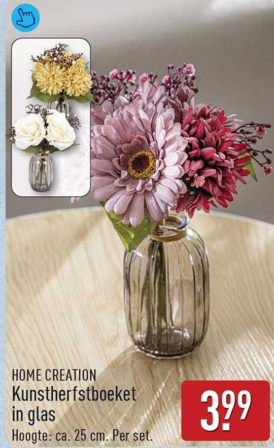 HOME CREATION Kunstherfstboeket in glas