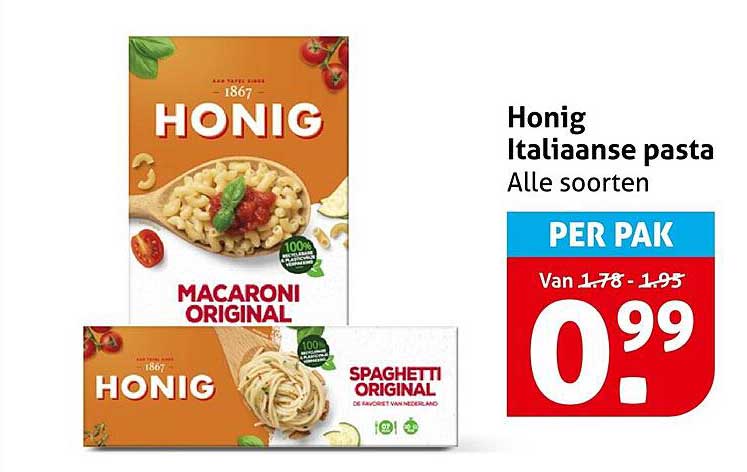 Honig Italiaanse pasta Alle soorten PER PAK