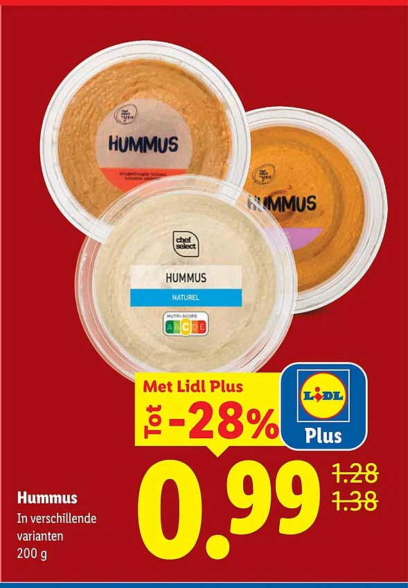 Hummus in verschillende varianten 200 g Tot -28% Met Lidl Plus