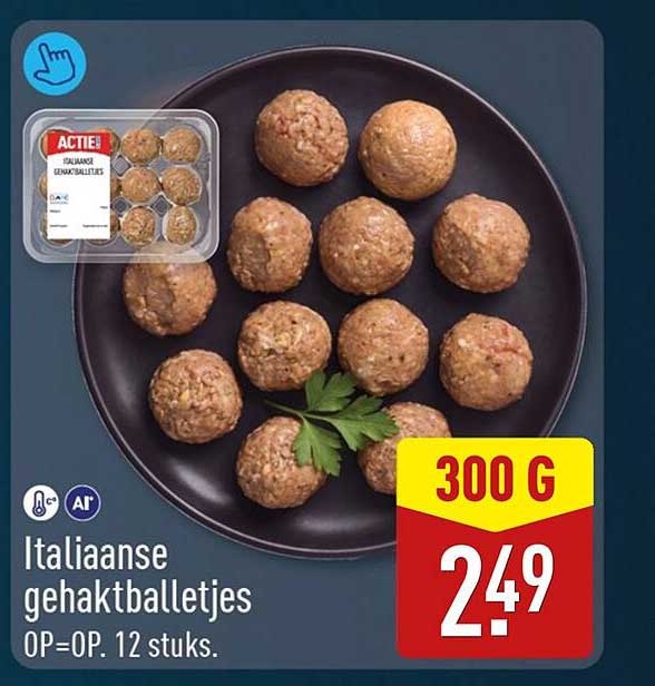 Italiaanse gehaktballetjes OP=OP. 12 stuks.