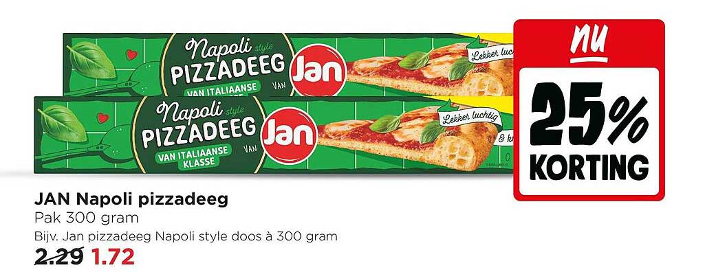 JAN Napoli pizzadeeg 25% korting