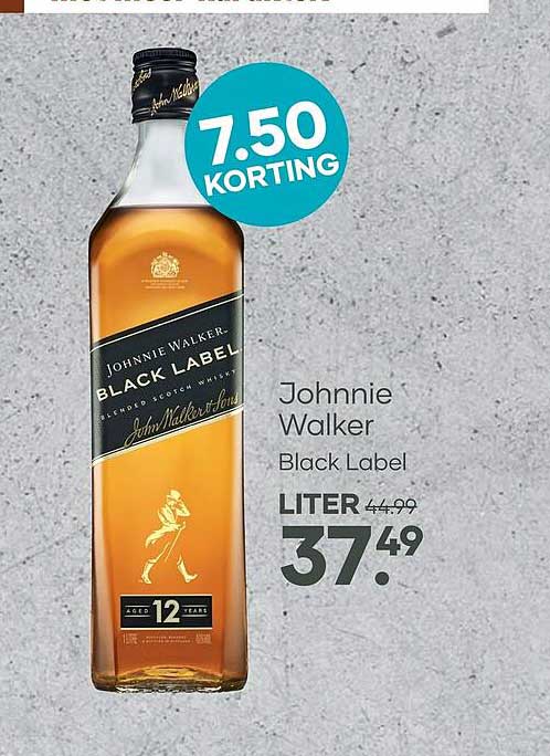 Johnnie Walker Black Label 1 liter 7.50 korting